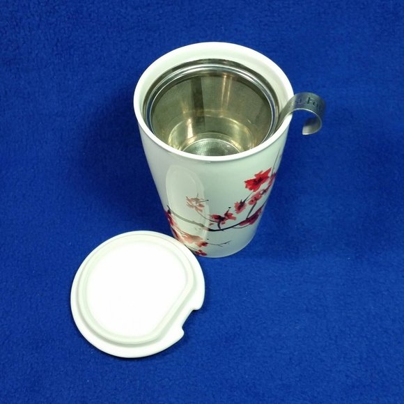 Tea Forte Kati Cherry Blossom Ceramic Tea Infuser Cup with Lid Brewing Pre-Owned - Picture 6 of 10